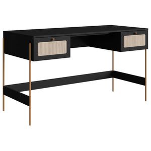 Escrivaninha 2 Gavetas Palhinha 28931 Linha Oslo Nero Artesano Nero