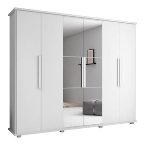 Guarda Roupa Com Espelho 6 Portas Bolzano Branco