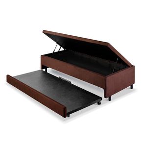 Bicama Com Baú Solteiro 96x203 Cm Suede Marrom