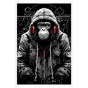 Quadro Decorativo Macaco Estiloso Moldura Cx Alta 40x60 Titulos Moldura Branca