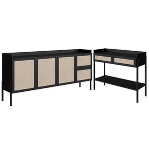 Conjunto Aparador E Buffet Palhinha 27936x27935 Linha Oslo Nero Artesano Nero