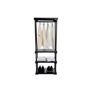 Arara Poly Eco Com Cabideiro E 4 Prateleiras Preto