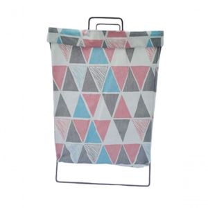 Cesto De Roupas Organizador Dobrável 60 Cm X 35 Cm - Triangulo Rosa Azul