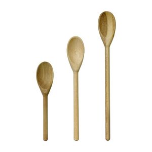 Kit Cozinha Colher De Pau Madeira Pequena Média Grande 3pçs