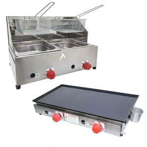 Kit Lanchonete Chapa 60cm E Fritadeira Profissinal 2 Cubas Alcamar