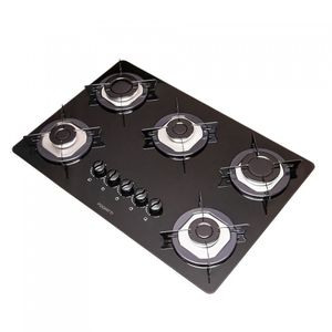 Cooktop 5 Bocas à Gás Mesa De Vidro Temperado 6mm Preto Biv