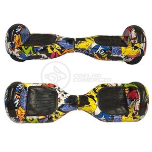 Hoverboard Infantil Skate Elétrico Arte Urbana Led Grafite