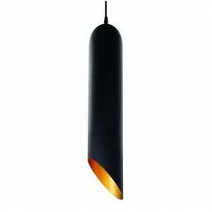 Pendente Em Metal Preto Com Interior Dourado