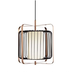 Pendente Em Metal Preto E Cobre Com Cupula 38,5cm