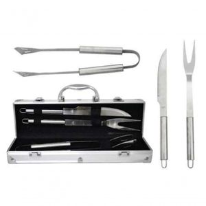 Conjunto Para Churrasco De Inox Na Maleta Com 3 Pcs