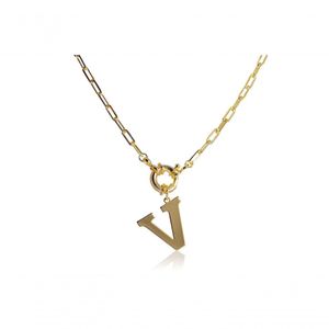 Colar De Letras Folheado Em Ouro 18K Tipo:Letra-K