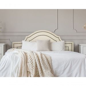 Cabeceira Queen Luxo 160x60 Suede Off White Tachas Fumê