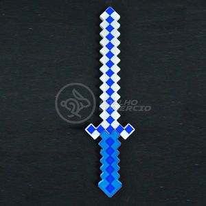 Kit Brinquedo Espada Pixel Minecraft 58cm C/Som Luz+3 Pilhas