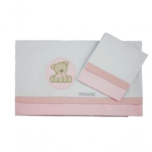 Lençol De Carrinho Urso Bolacha Rosa