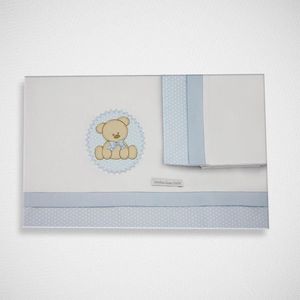 Lençol De Carrinho Urso Bolacha Azul
