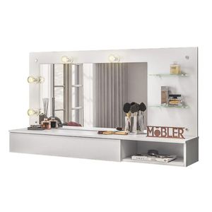 Penteadeira Camarim Suspensa Lumiere Com Espelho E 1 Gaveta Branco Fosco Branco Fosco
