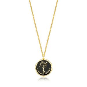 Colar Vl Cana De Açúcar Esmaltado Revestido Em Ouro Preto