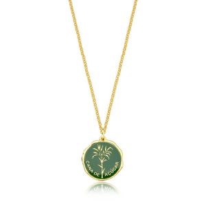 Colar Vl Cana De Açúcar Revestido Em Ouro Verde Escuro