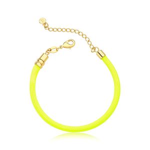 Pulseira Paracord Amarelo Neon Com Acabamento Dourado
