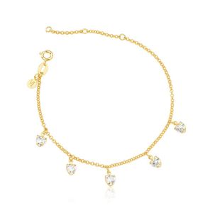 Pulseira Heart Zirconia Revestida Em Ouro
