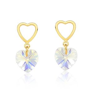 Brinco Double Heart Revestido Em Ouro