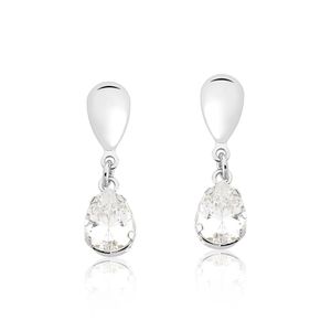 Brinco Drop Crystal Revestido Em Prata