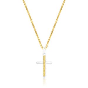 Colar Cross Revestido Em Ouro E Prata Com Cristais