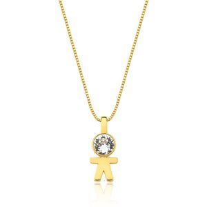 Colar Menino Com Cristal Com Revestimento Em Ouro