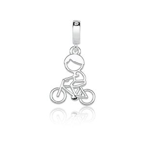 Charm Ciclista Revestido Em Prata