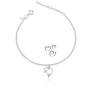 Pulseira Heart Cat Revestida Em Prata