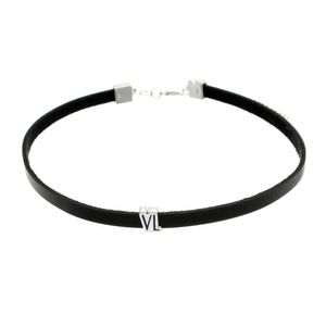 Choker De Couro Vl Revestido Em Prata