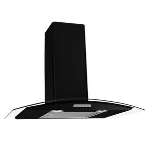 Coifa De Parede 70cm Vidro Curvo Duto Slim Fogatti Preto 110