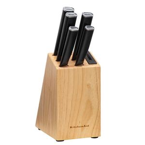 Conjunto De 5 Facas Laminadas Com Cepo Em Madeira Kitchenaid