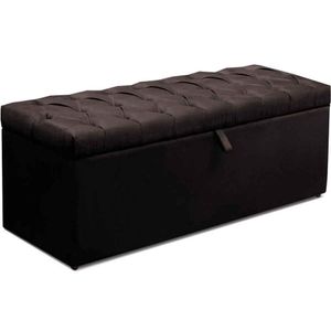 Calçadeira Com Baú Estofada 190 Cm Italo - Casa Chick Suede Marrom