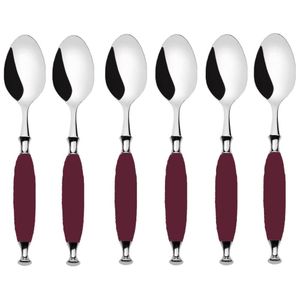 Kit 6 Colheres Para Sobremesa 16cm Bordô Country Bugatti