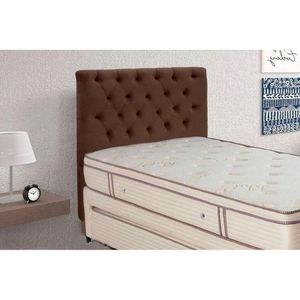 Cabeceira Cama Box Estofada King King Embaixatriz Plus Suede Marrom Chocolate - Simbal