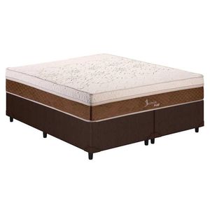 Conjunto Box Queen: Colchão Molas Polar Masterpocket Ensacadas Jasmim + Base Crc Courano Brown