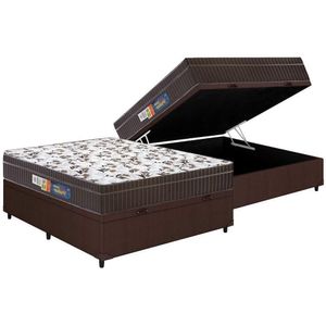 Conjunto Box Baú Casal: Colchão Espuma Polar D45 Pérola Euro Pillow + Base Crc Courano Brown(138x188)