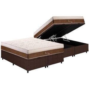 Conjunto Box Baú Queen: Colchão Molas Polar Masterpocket Ensacadas Jasmim + Base Crc Courano Brown(158x198)