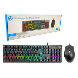 Kit Teclado E Mouse Gamer Hp Km300F Usb Rgb 6400 Dpi Abnt2