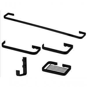 Acessorios Banheiro Lavabo 5 Peças Preto Fosco Cabides