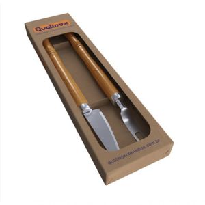 Conjunto Garfo E Faca Churrasco Grelha Carne Aço Inox 42 Cm