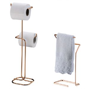Banheiro Lavabo Rose Gold 02 Peças Toalheiro Bancada E Chão