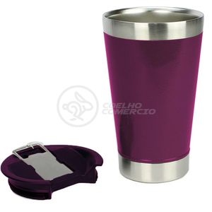 Copo Térmico Com Tampa E Abridor De Garrafa 473ml Roxo