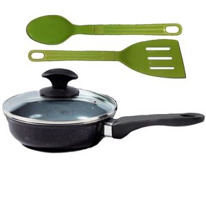 Frigideira Preto Liso Antiaderente Cerâmica Talher 04 Cb24Cm