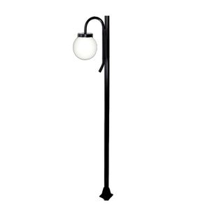 Poste Luminária Globo P Braço Curvo Baixo Jardim Preto 300Cm