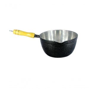 Caçarola Alumínio Craqueada Cabo Madeira 16Cm Preto