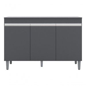 Balcão Gabinete De Pia Sem Tampo 120cm 3 Portas Manu - Ajl Móveis Cor Cinza