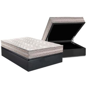 Cama Box Baú Casal: Colchão Anatômico Paropas D28 - Ag65 Master Gray + Base Crc Suede Gray(138x188)