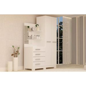Guarda Roupa Solteiro 2 Portas E 4 Gavetas C- Espelho Melissa Branco-rosa-azul-lilás - Acp